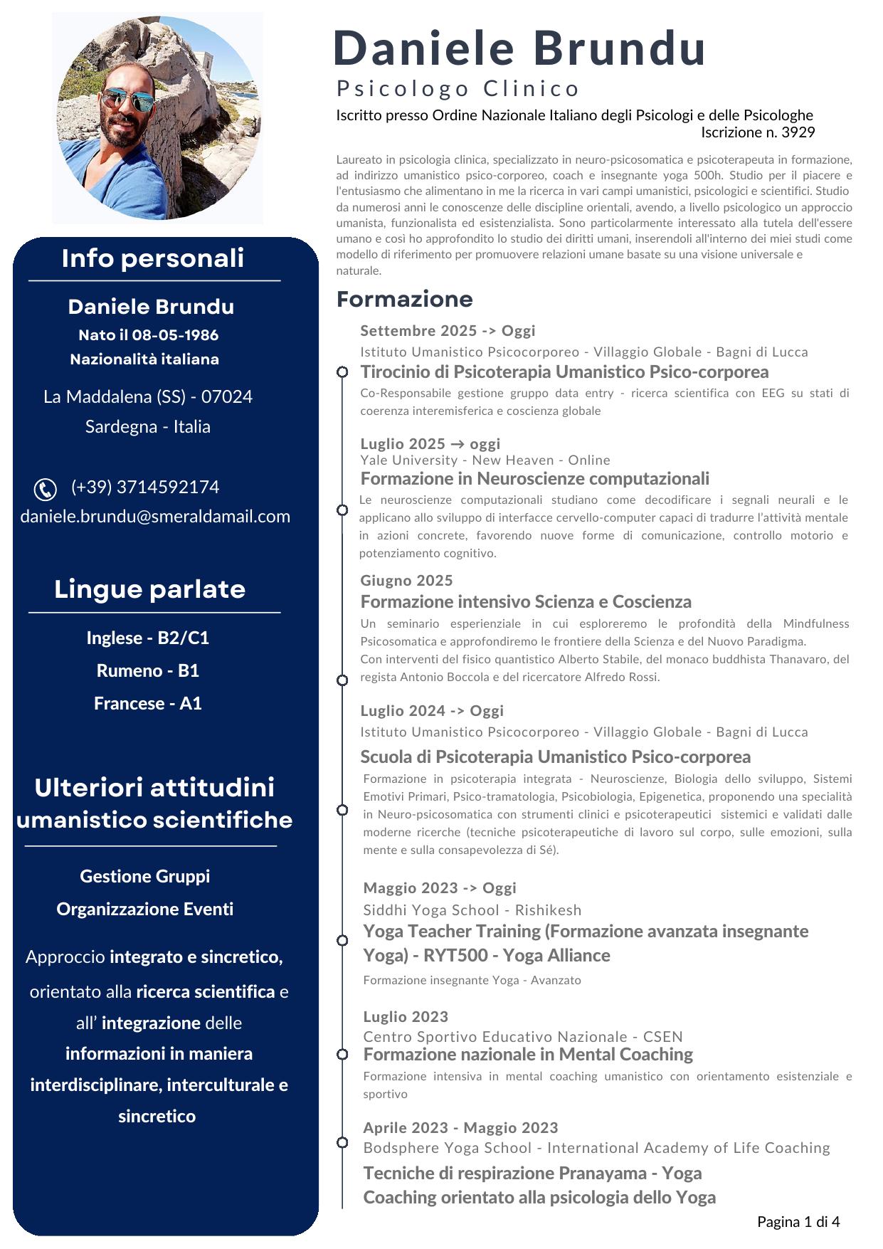 Curriculum Vitae Daniele Brundu